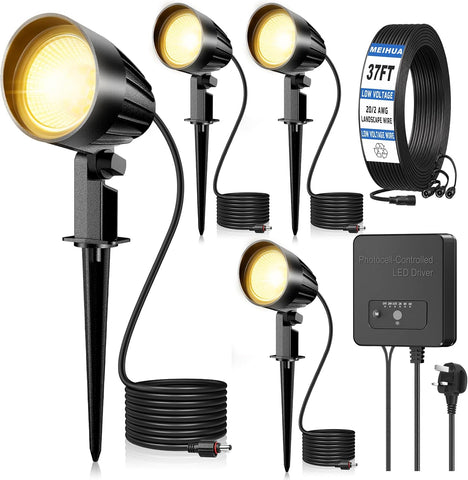 12W Garden Spotlights Mains Powered 4 in 1 LED Landscape Lights 2700K IP66