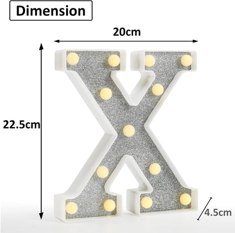 Color Changing Glitter LED Letter Light X