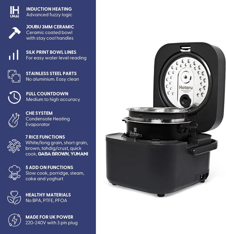 Yum Asia Hotaru IH Rice Cooker with Ceramic Bowl 0.54L – Slate Grey