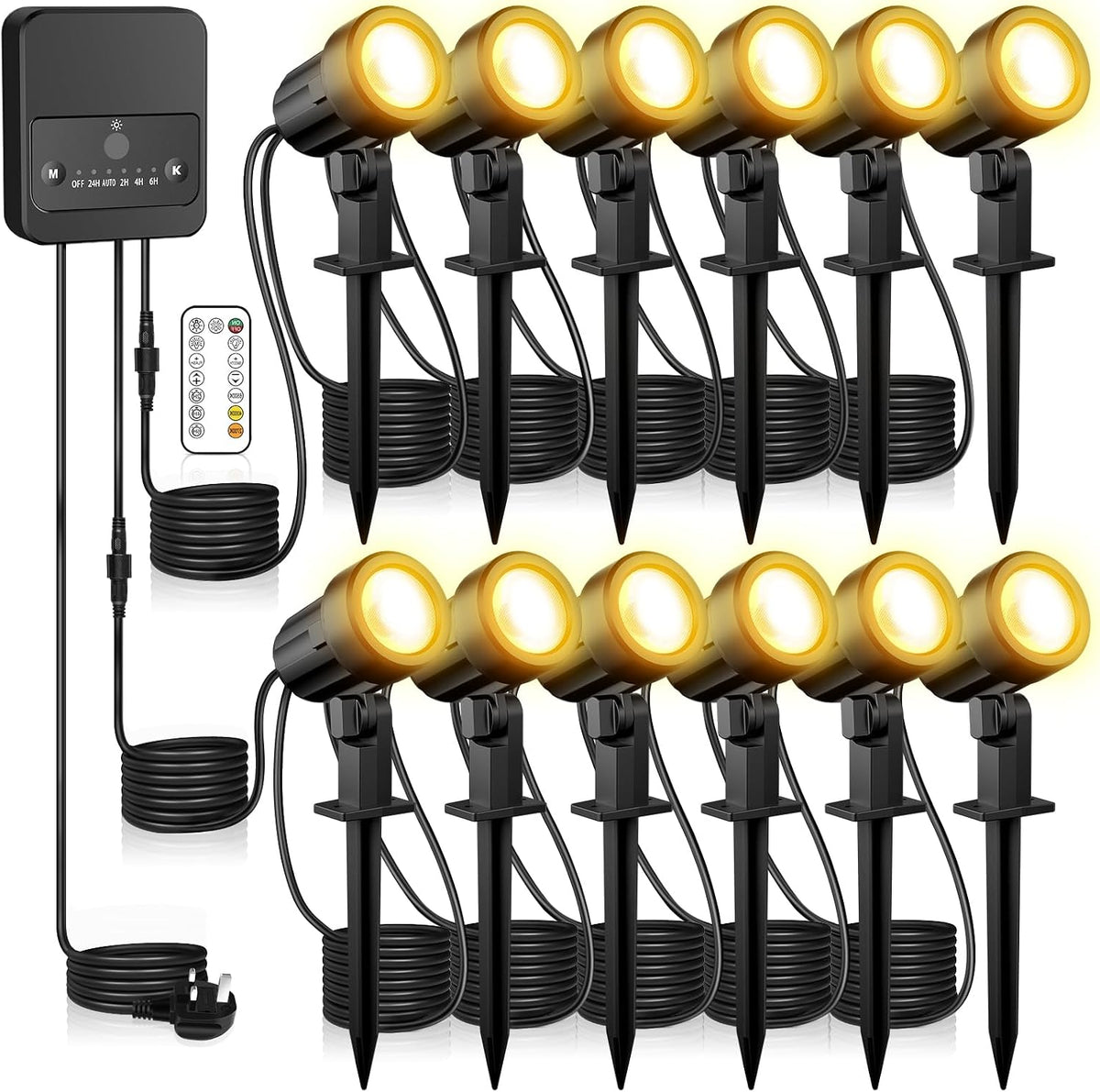Linke Garden Spotlights Mains Powered, 35m 12 in 1 LED Landscape Lights