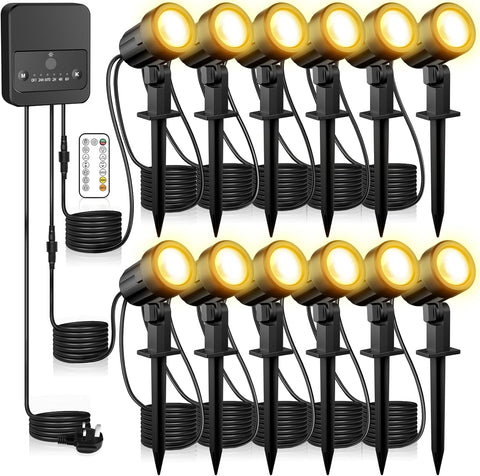Linke Garden Spotlights Mains Powered, 35m 12 in 1 LED Landscape Lights