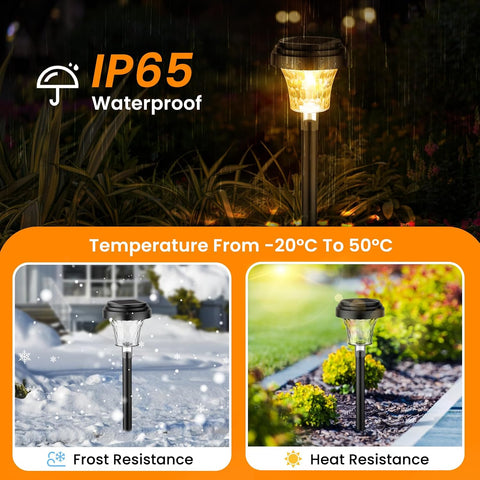 ONEWAY Garden Lights Solar Powered Waterproof,8 Pack Solar Lights Outdoor Garden Stake with Warm White & RGB,Ultra-Bright Solar Stake Lights Garden Ornaments,Solar Path Lights for Yard Lawn Landscape