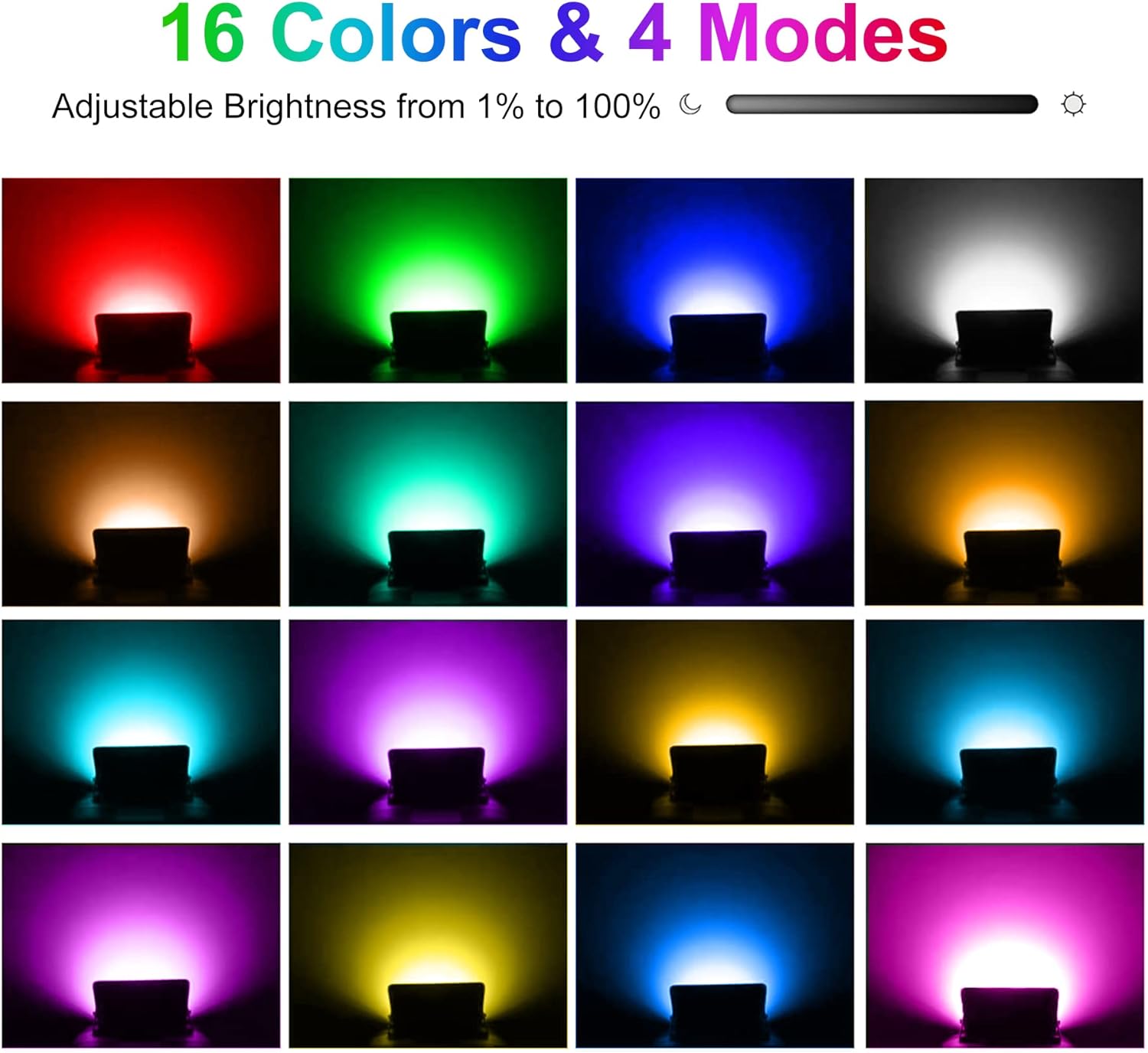 LED light showing adjustable colors and brightness on a black background