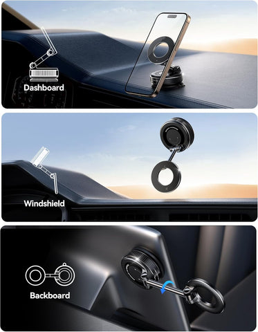 JOYROOM Black Suction Cup MagSafe Car Mount – 360° Vacuum Phone Holder