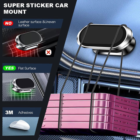 AXFEE Silver Magnetic Car Phone Holder – 8 Strong Magnets, 360° Rotation