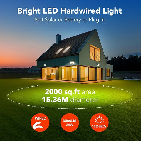Weatherproof 24W LED outdoor light with PIR sensor UK


