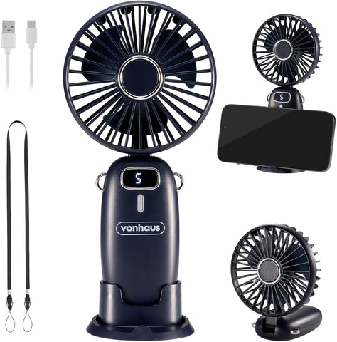 Mini Handheld Fan – USB Rechargeable, 5 Speeds, Foldable