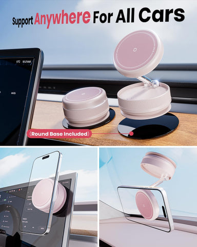 MagSafe Car Phone Holder Mount with N52 Dual Magnet Ring – Black