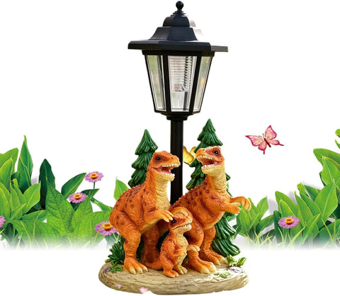 Solar Dinosaur Statue, Waterproof Resin Garden Sculpture, Outdoor Light 1pc