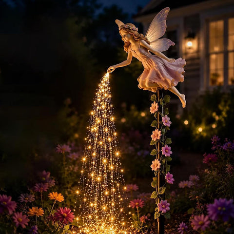 Garden Solar Lights Fairy Sprinkling LED Statue Decoration