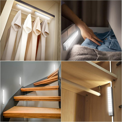 2 pack LED Under Cabinet Lights - 36 LED Motion Sensor Wireless USB Rechargeable 1000mAh Night Light