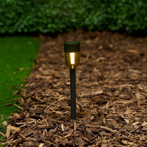 Grundig 4 Piece Solar Outdoor Light – Warm White Solar Garden Light – Solar Outdoor Lighting IP44 – Solar Garden Lamp with Rechargeable Battery