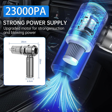 Handheld Mini Vacuum 4-in-1 Cordless Silver, 23000PA Powerful Car Cleaner