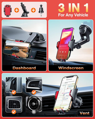 VANMASS Car Phone Holder Red – Universal Dashboard & Windscreen Mount
