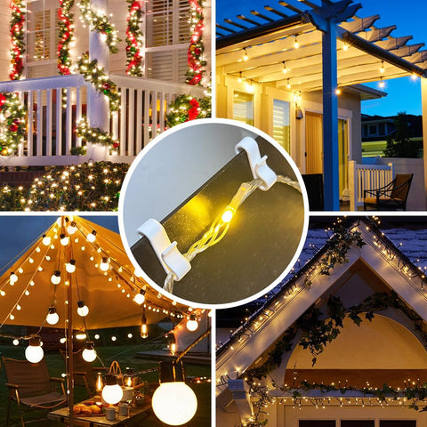 160 Pack Gutter Clips for Outdoor String Lights – S-Shaped Hooks for Christmas, Fairy, Festoon & LED Rope Lights – Line Your Outdoor Space with Lights Without Drilling