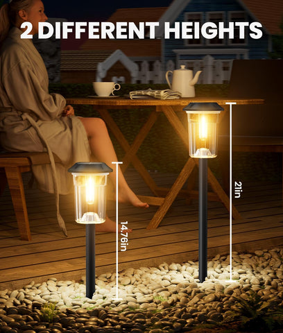 BITPOTT Solar Lights Outdoor Waterproof, 8 Pack Solar Pathway Lights Outdoor,Auto On/Off Solar Powered Garden Lights for Yard Lawn Patio Walkway Driveway Decor Landscape Lighting,2-in-1 Warm&Cool