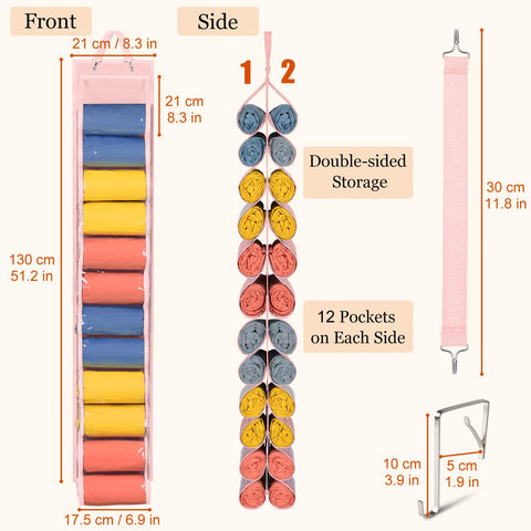 Lirex 24-Pocket Hanging Leggings Organiser – Black Oxford Cloth Closet Storage for Jeans, Shirts and Accessories