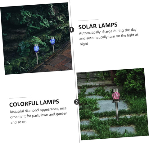 Solar Ground Insert Lamps - 4pcs Diamond Design Garden Lighting for Outdoor Pathway, Lawn, Yard