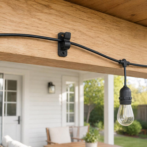 ACnuov 80 Pack Outdoor String Light Clips with Screws – Black Nylon Cable Hooks with Stainless Steel Screws for Garden, Patio, Fence, Balcony & Christmas Decorations
