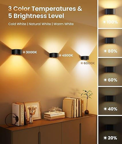 4 Pack Wireless Motion Sensor Wall Light - 5000mAh Rechargeable LED with Remote Control 600LM