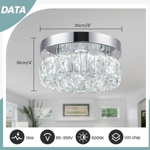 20 cm Modern Crystal Chandelier Ceiling Light Fixture for Hallway Foyer