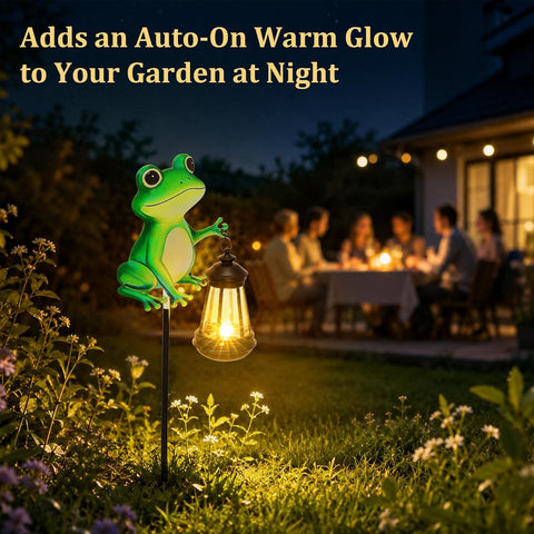 Solar Frog Garden Stake Light, Outdoor Solar Lantern Waterproof Mom Gift