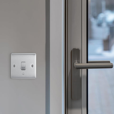 BG Electrical Single Retractive Bell Push Switch, Raised and Slim Profile, Round Edges, 1 Way, Nexus Metal, 10A, NBS14 (Pack of 2)