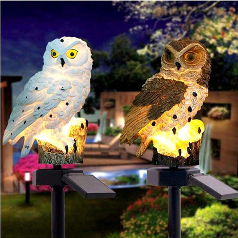 Owl Solar LED Garden Light Outdoor Waterproof Lawn Ornament, Decorative Owl Statue Solar Powered Yard Lamp for Patio, Pathway & Garden Décor (Brown)