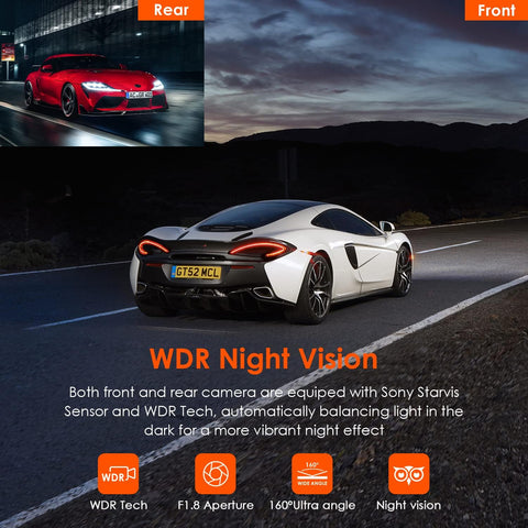 VANTRUE E2 Dual Dash Cam 2.7K Front & Rear 160° Wide Angle Black