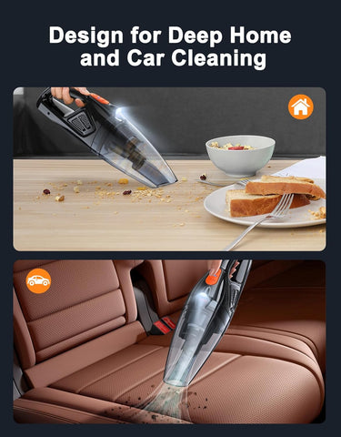 Handheld Vacuum Cleaner Black – 9KPA Cordless Car & Home Dust Buster