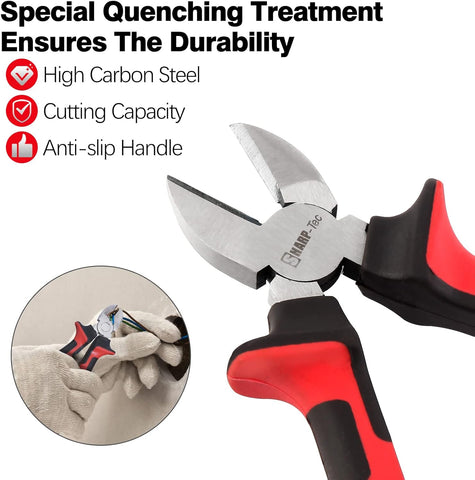 Sharp-Tec 200Mm Side Cutters 8 Inch Diagonal Wire Cutting Pliers Anti Slip Handle Heavy Duty Steel Electrical DIY Workshop Tool