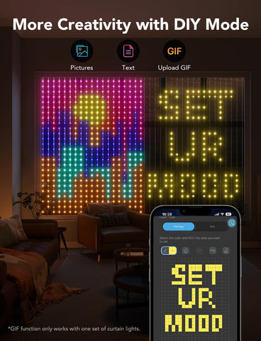 Govee Smart LED Curtain Lights 1.5x2m, 520 RGBIC – Waterproof App-Controlled Decorative Lights for Bedrooms, Parties & Outdoor Spaces - Turn Blank Walls Into Your Own Little Light Show
