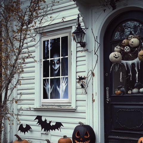 Scary Halloween Window Decorations – Gothic Horror Curtains for Indoor & Outdoor Halloween Party Décor
