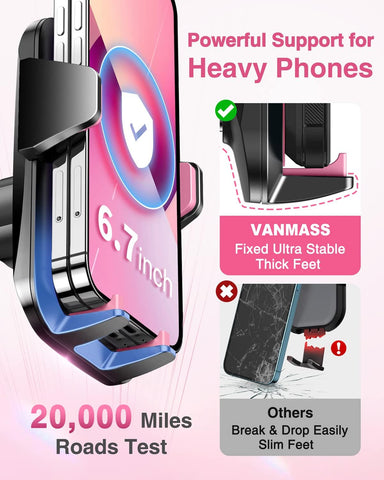 VANMASS Car Phone Holder 2025 Pink - 85+ lbs Strong Suction Mount