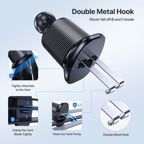 Miracase Ultra Stable Double-Hook Air Vent Car Phone Holder – Black