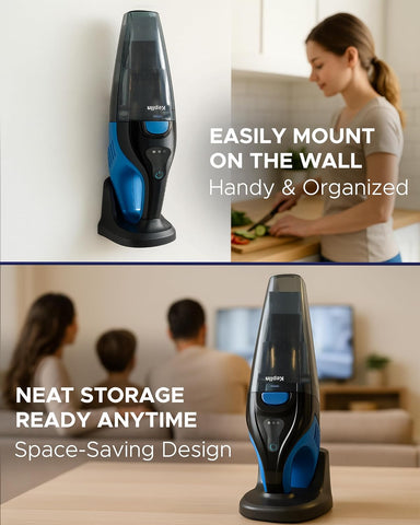 KEPLIN Black/Blue Cordless Handheld Vacuum Cleaner – Wet & Dry, 30-Min Runtime