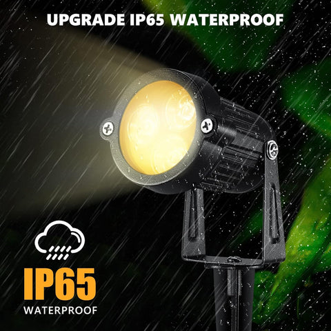 2Pcs DC 12V Landscape Lights, 3x3W IP65 Waterproof Cast-Aluminum Garden Spike Lights, LED Outdoor Landscape Spotlight Fixture Garden Night Spike Lawn Lamp (Warm White)