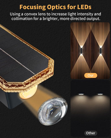 BRIMAX 6Pack Solar Wall Lights Outdoor,Up and Down Solar Fence Lights