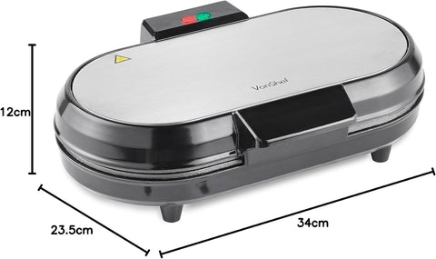 Double Waffle Maker – 1200W Belgian & American Waffle Iron with Non-Stick Plates, Auto Temperature Control, Cool Touch Handle – Silver