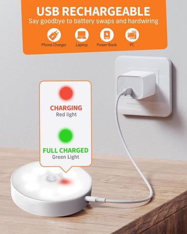 6 Pack Motion Sensor Lights Indoor – USB Rechargeable Magnetic Cupboard & Stair Lights with 3 Modes for Kitchen, Wardrobe, Hallway & Under Cabinet - Light Up the Dark Spots Before You Reach for the Switch