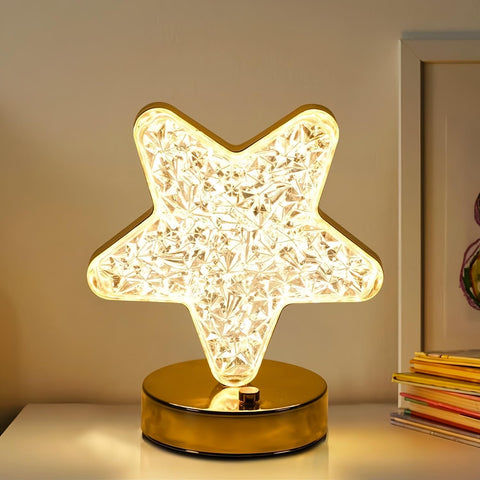 Elegant moon lamp with a vintage metal base adding charm.

