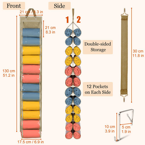Lirex 24-Pocket Hanging Leggings Organiser – Black Oxford Cloth Closet Storage for Jeans, Shirts and Accessories
