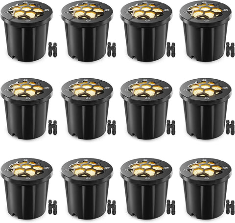 12Pcs Outdoor Ground Lights with Wire Connectors, 1440LM Buried Lights