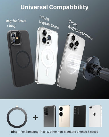 YOSH 15W MagSafe Car Mount Charger with 60W Car Adapter – Black