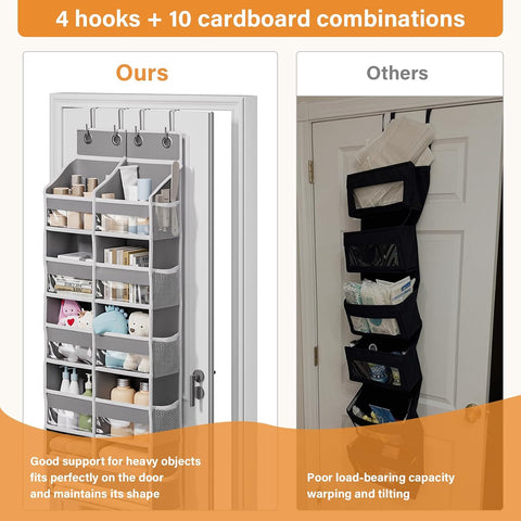 Abiglifty Over The Door Storage Organiser – 20 Pockets, 5-Tier Hanging Storage with Clear Windows, Grey