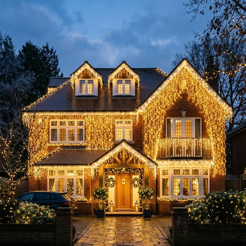 LightsGo Icicle Lights 120 LED 4M Warm White Christmas Lights – Waterproof Outdoor Fairy Lights with 8 Modes, Timer & 10M Lead - Turn Your Gutterline Into a Little Winter Wonderland