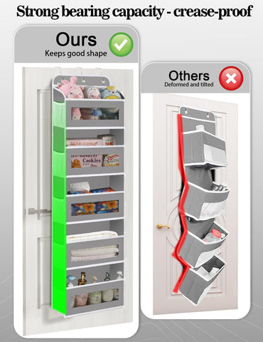 KYEVIS Over The Door Storage Organiser, 5 Shelves with 10 Mesh Pockets, Dark Grey – Keep Baby Essentials Neatly Within Reach