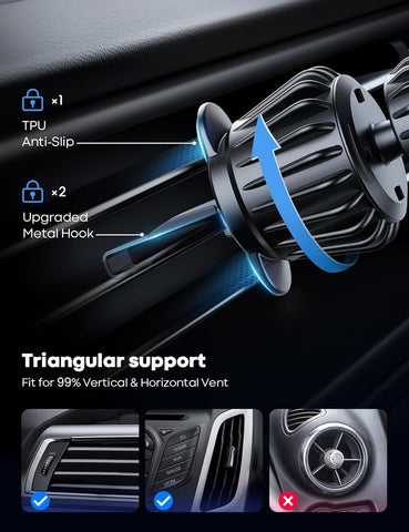 Lamicall Black Car Phone Mount for MagSafe – Strong 20x N52 Magnet Holder