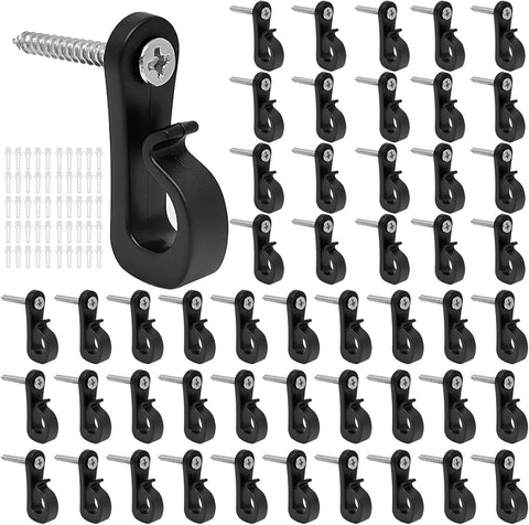 50 Pack Q Hanger Hooks Screw in Safety Buckle for String Lights Outdoor – Secure Garden Hooks for Fairy Lights, Decorations & Plants – Keep Every Hanging Detail Safely in Place
