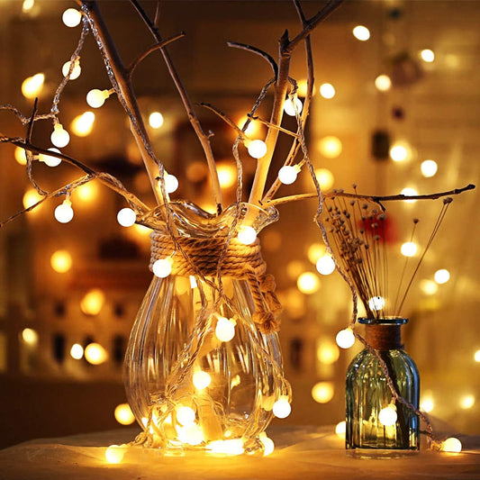 Globe Fairy Lights, 6M 40Pcs LED Battery Powered String Lights, Two Mode Monochrom and Shining Decoration for Christmas Wedding Birthday Holiday Party Bedroom Indoor& Outdoor